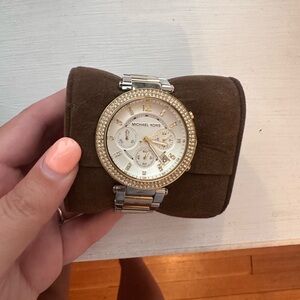 🚨 SOLD 🚨 Michael Kors Gold and Silver Watch with Crystal Embellishments